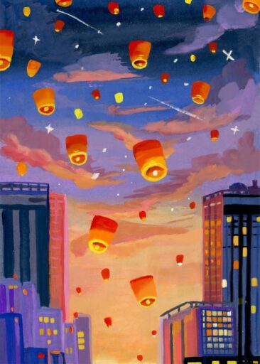 Sky lantern luonut Zoe Art Garden